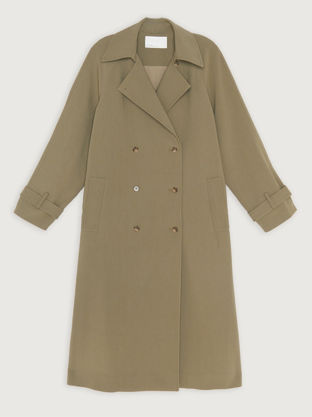 OAK + FORT Oversized Trench Coat In Dusky Green